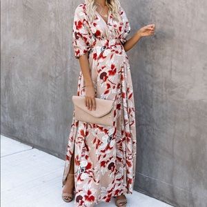Satin Floral Kimono Dress